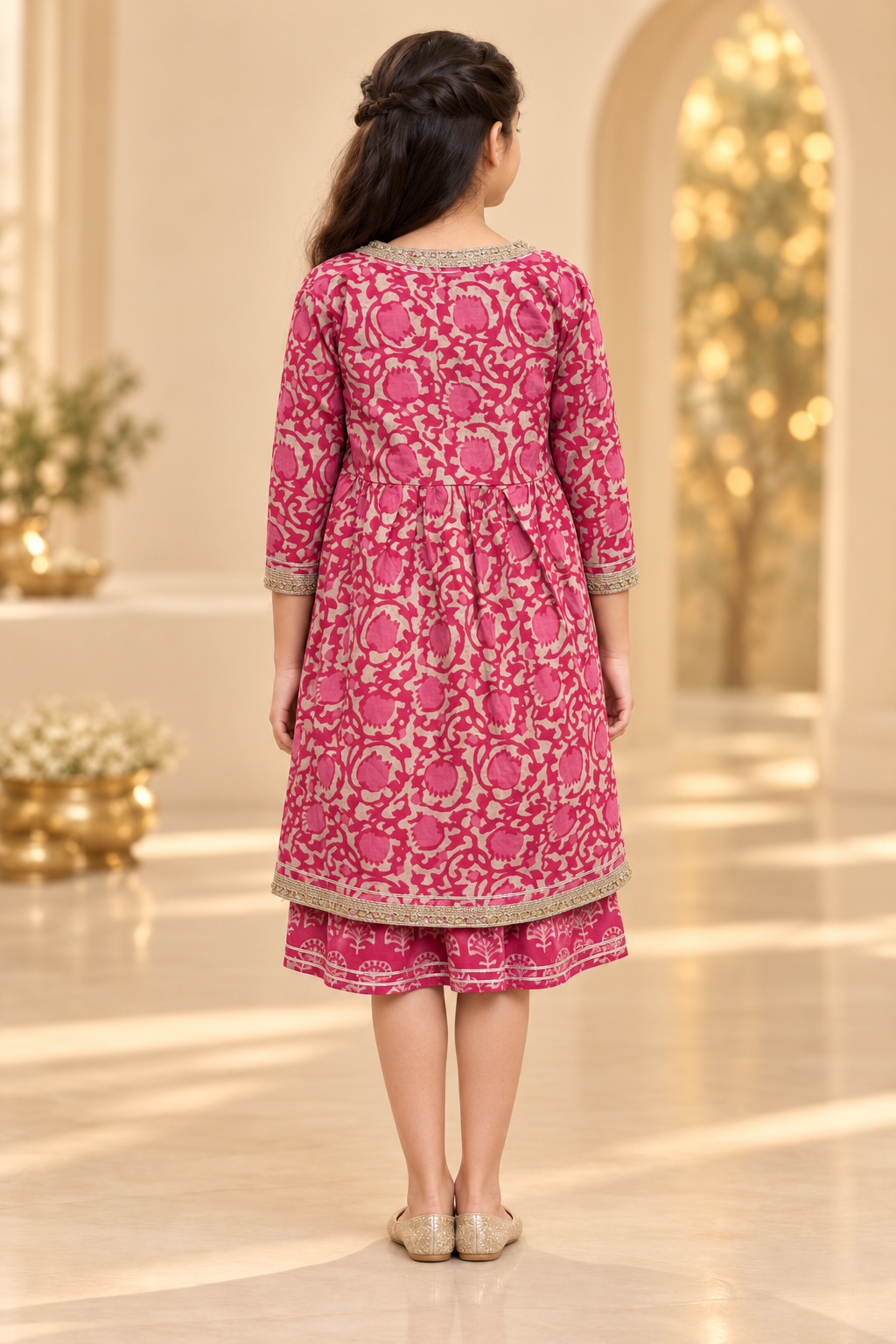 Gulabi Phool Girls Dress