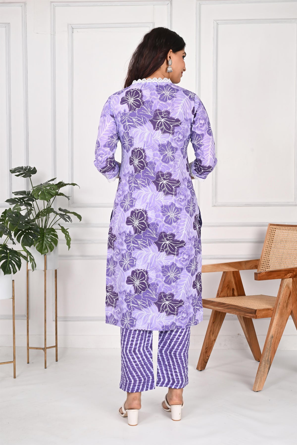 Lavender Phool Shibori Cotton Suit Set
