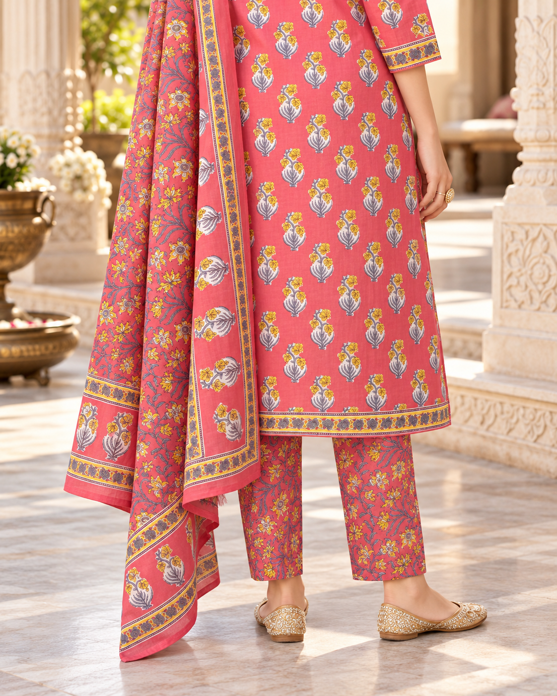 Gulabi Dori Work Pure Cotton Suit Set