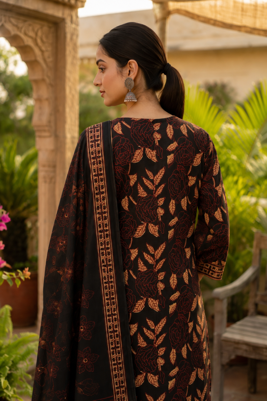 Black Virasat Cotton Suit Set