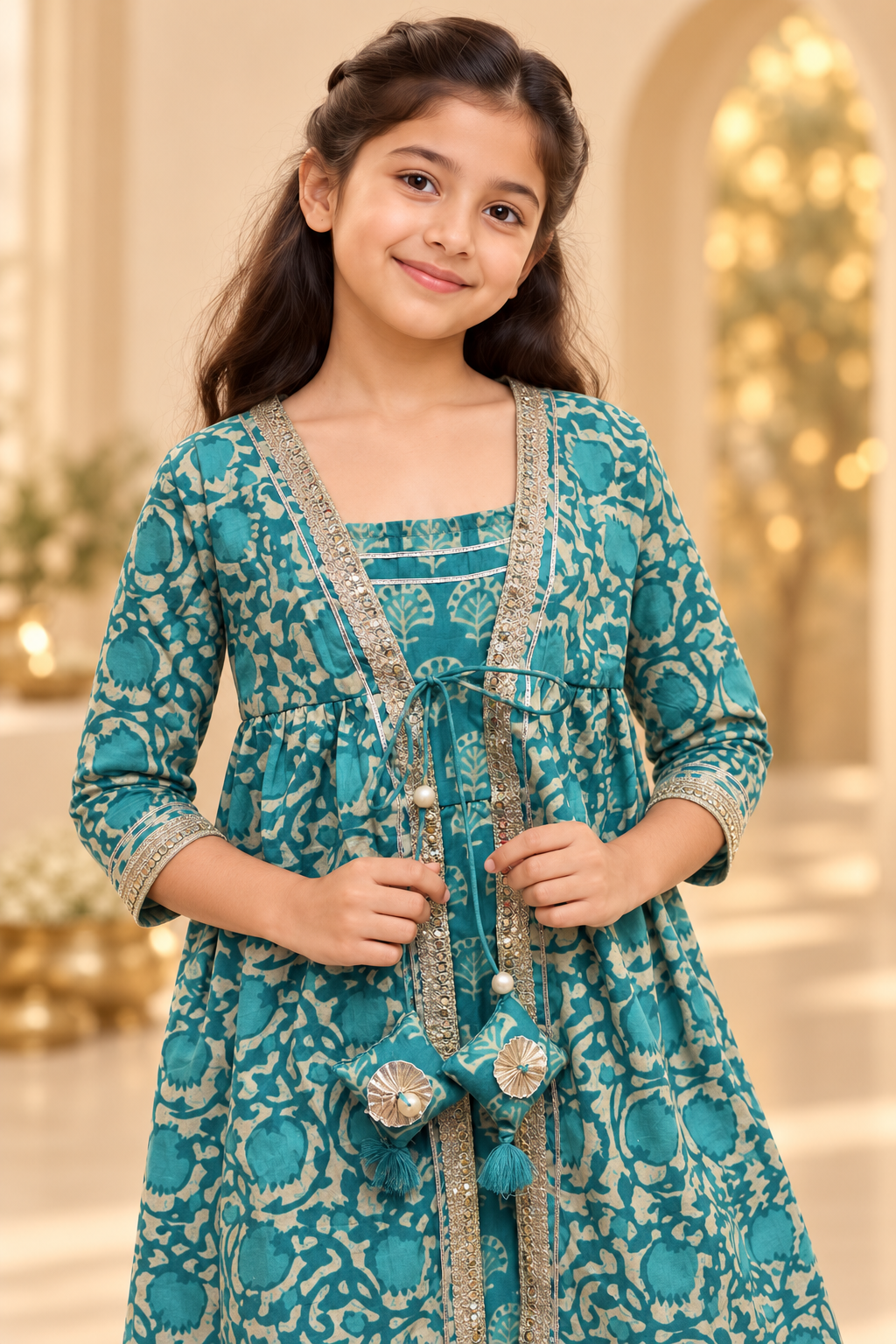 Teal Phool Girls Dress