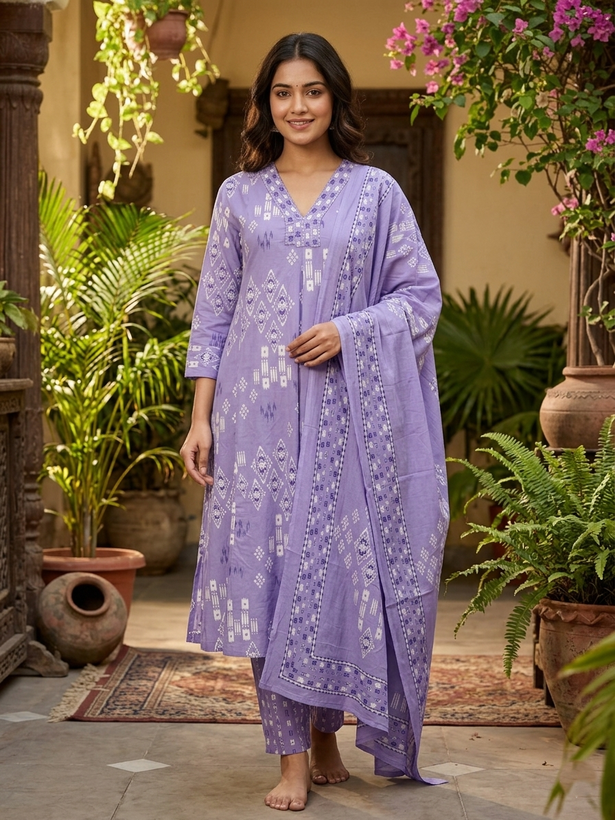 Lavender Cotton Suit Set