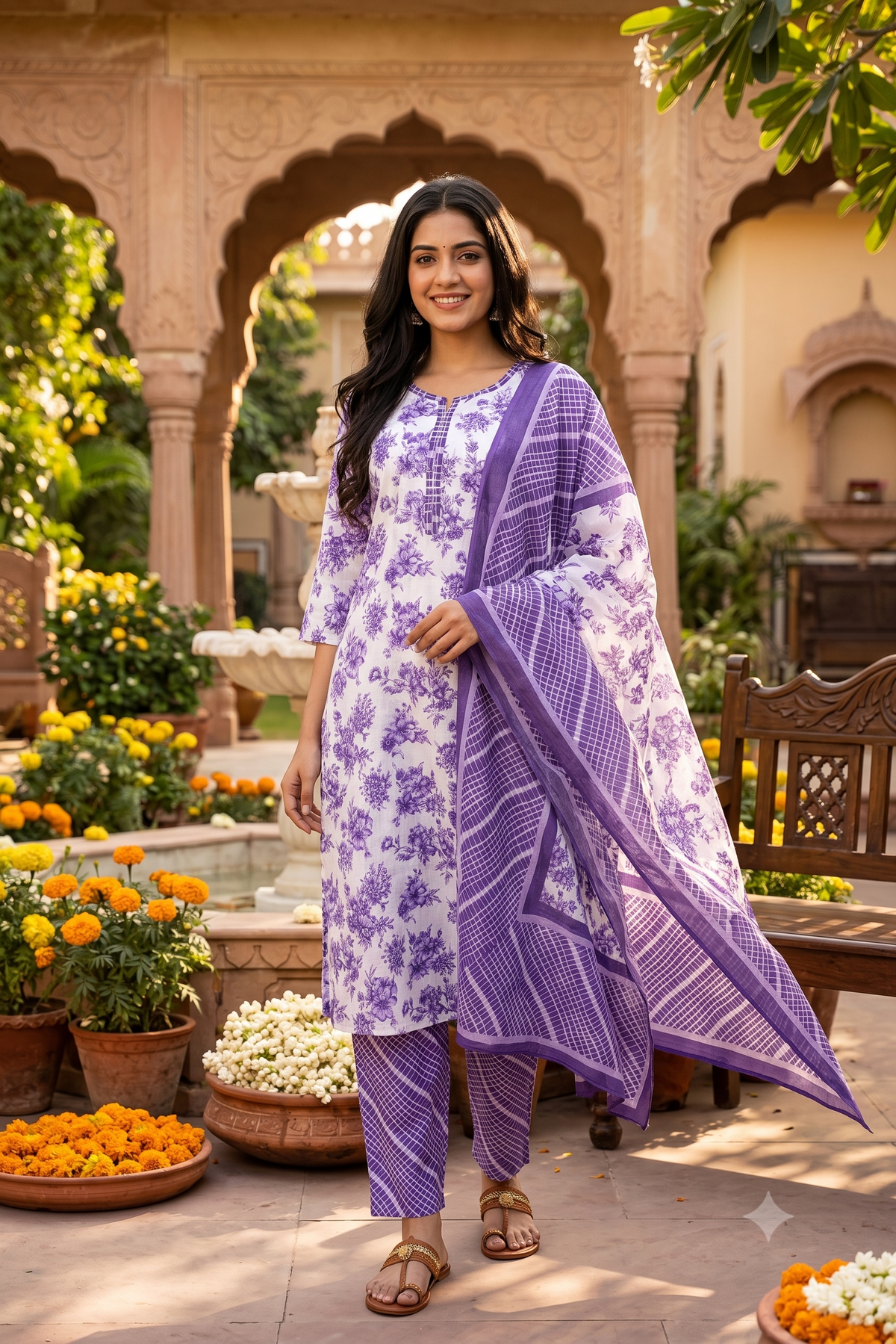 Lavender Neelima Pure Cotton Suit Set