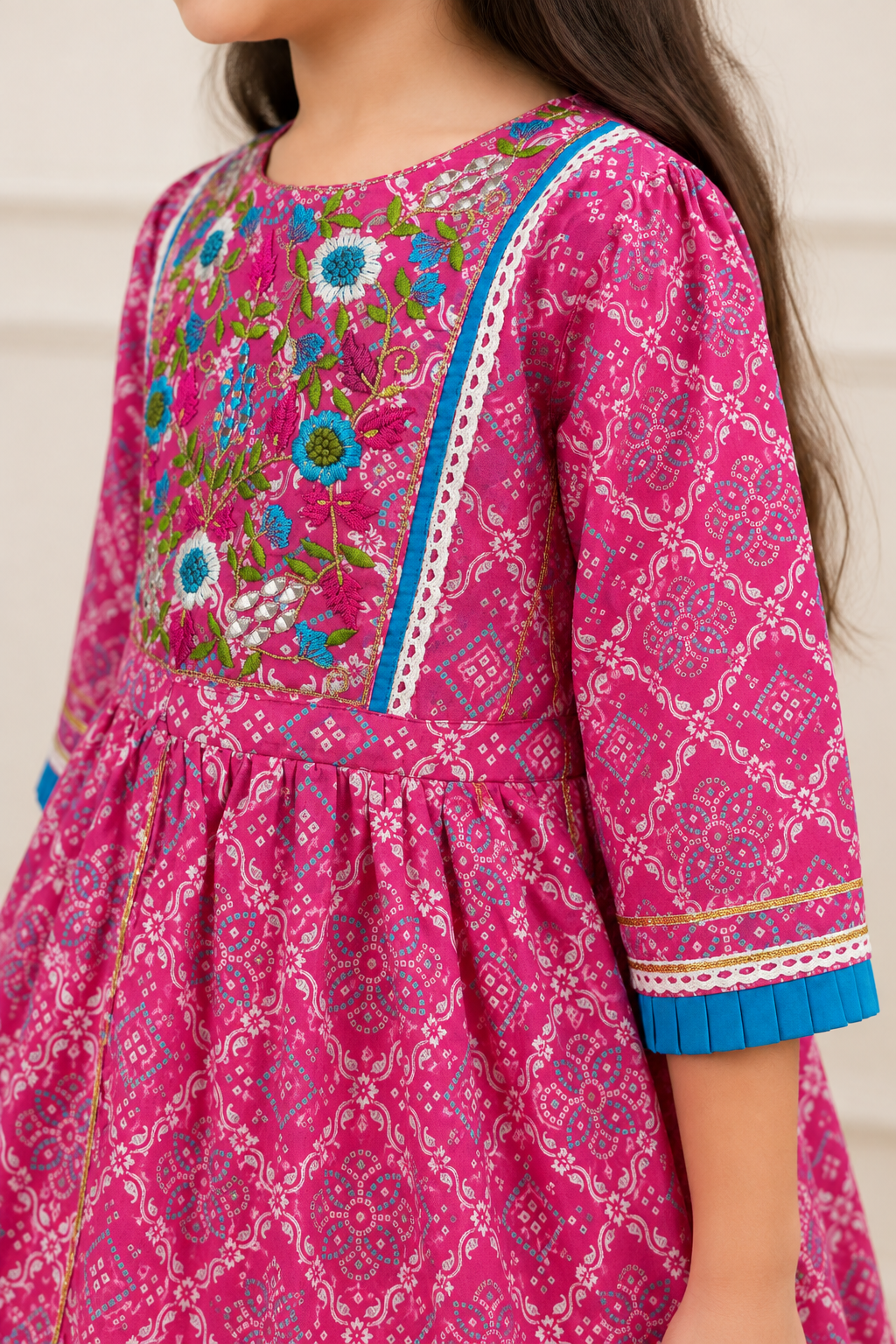 Gulabi Phool Pari Girls Sharara Set
