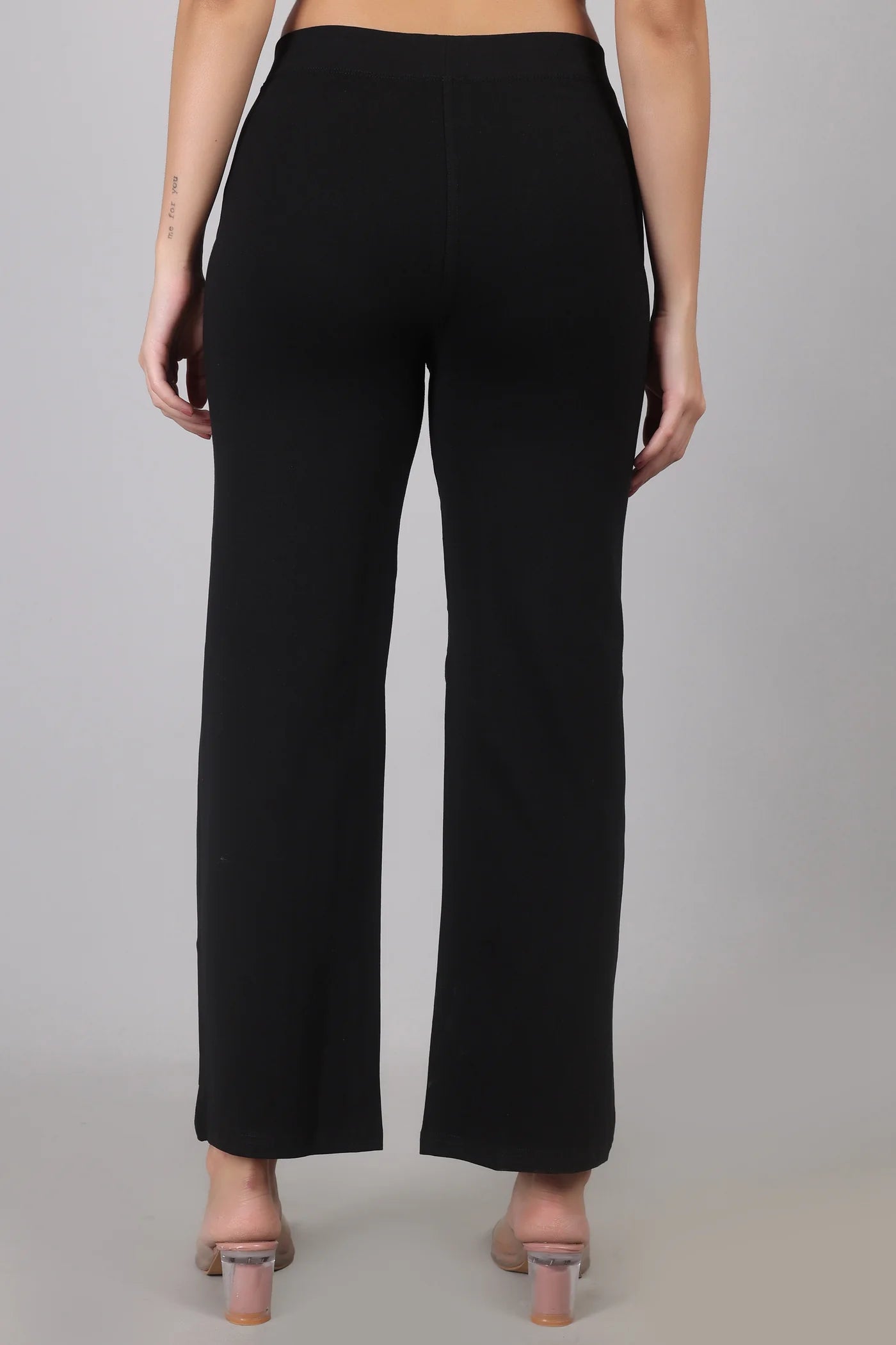 Black Easy Wide-Leg Pants - Pure Cotton Stretch