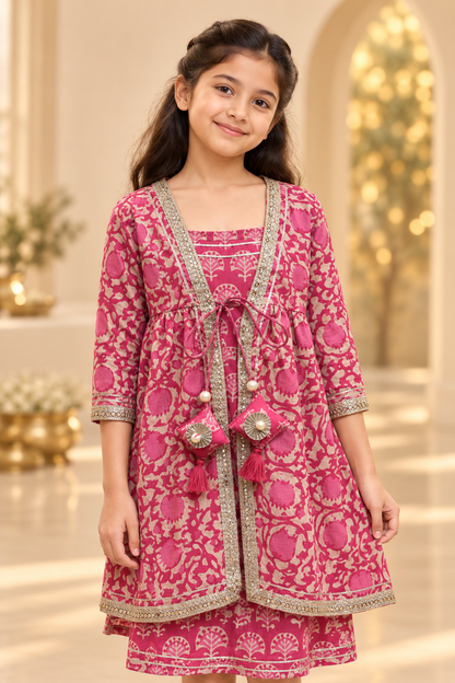 Gulabi Phool Girls Dress