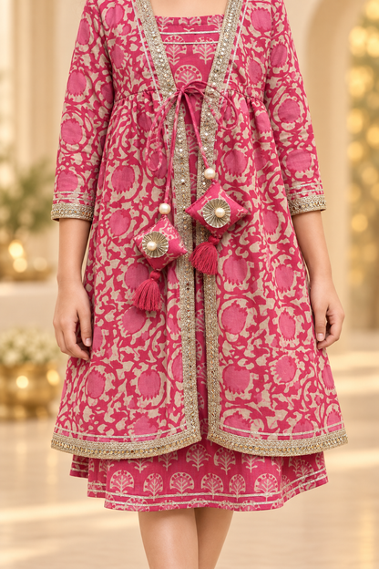 Gulabi Phool Girls Dress