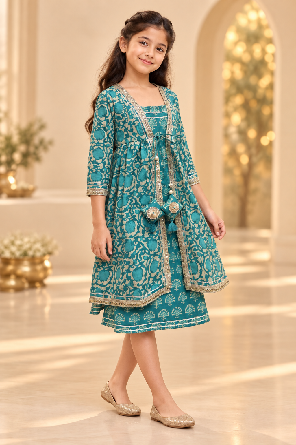 Teal Phool Girls Dress