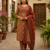 Rust Aangan Cotton Suit Set