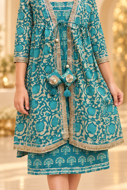 Teal Phool Girls Dress