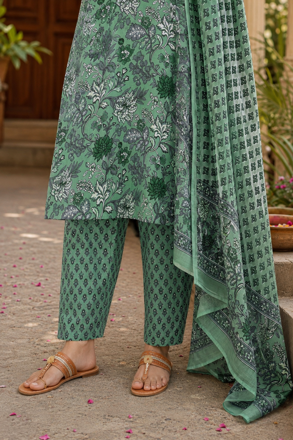 Sage Madhuban Cotton Suit Set