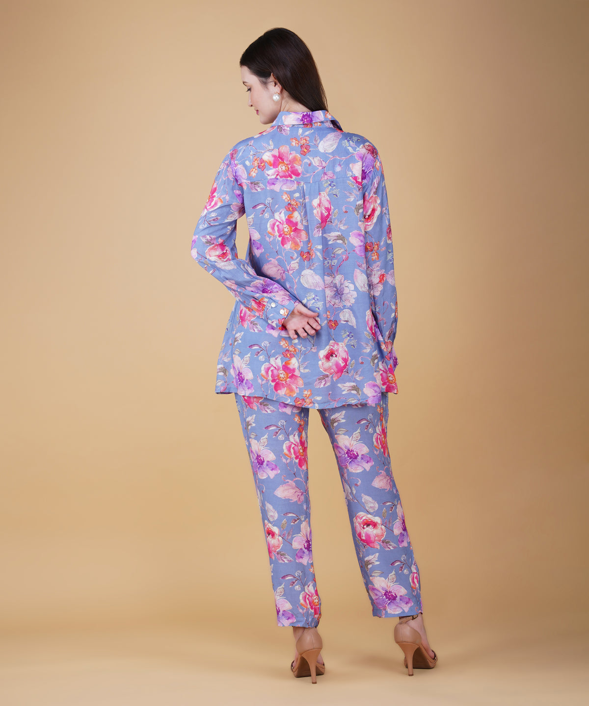 Blue Floral Muslin cord set