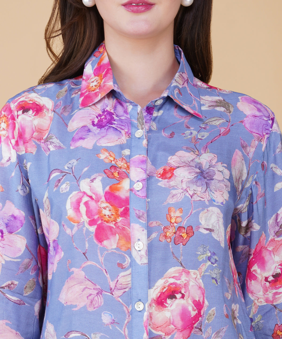 Blue Floral Muslin cord set