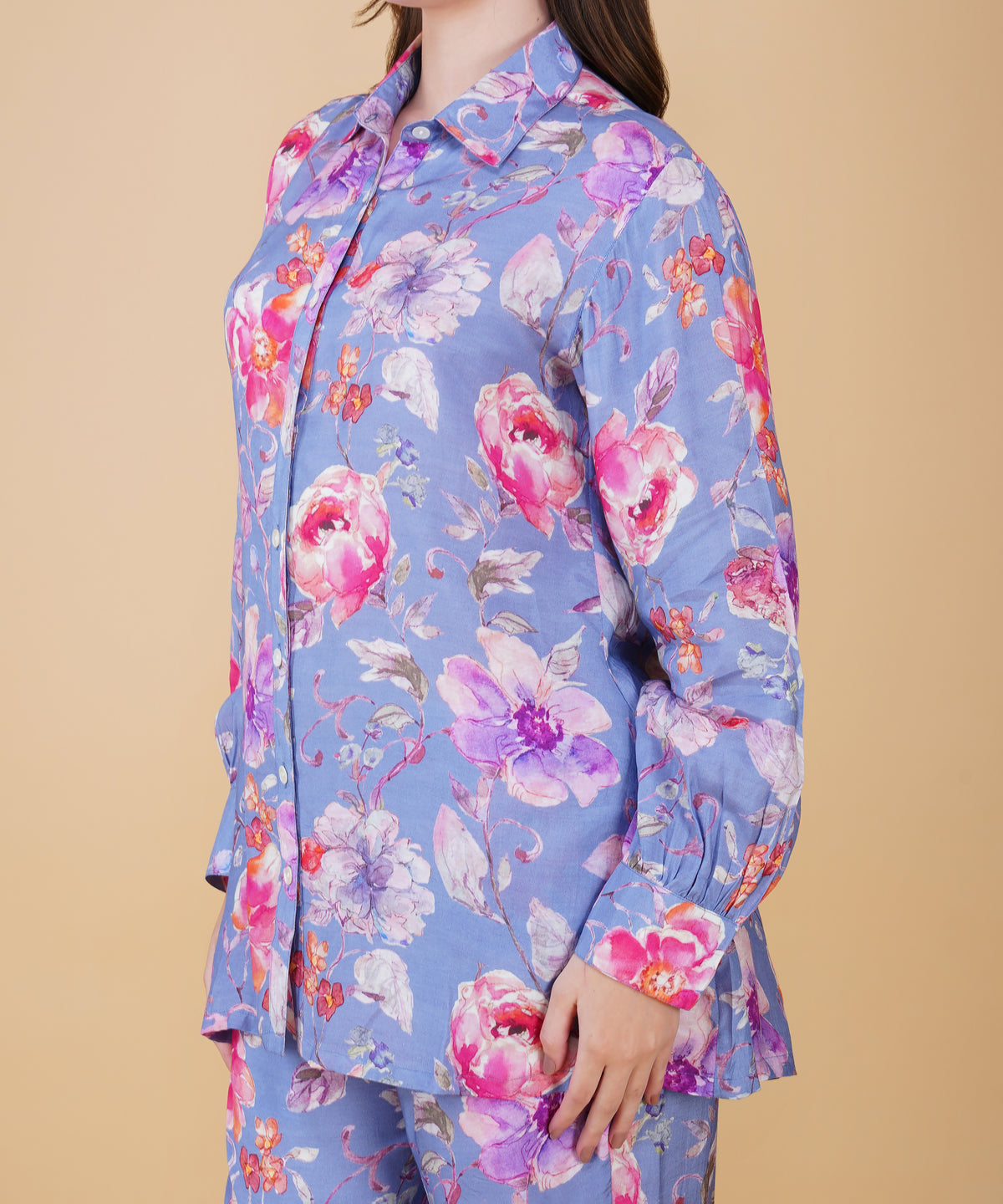Blue Floral Muslin cord set