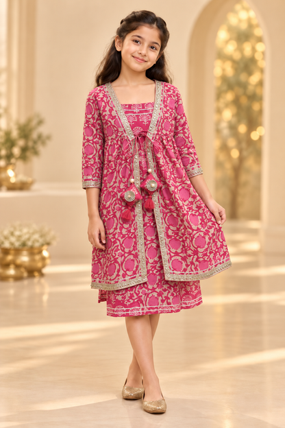 Gulabi Phool Girls Dress