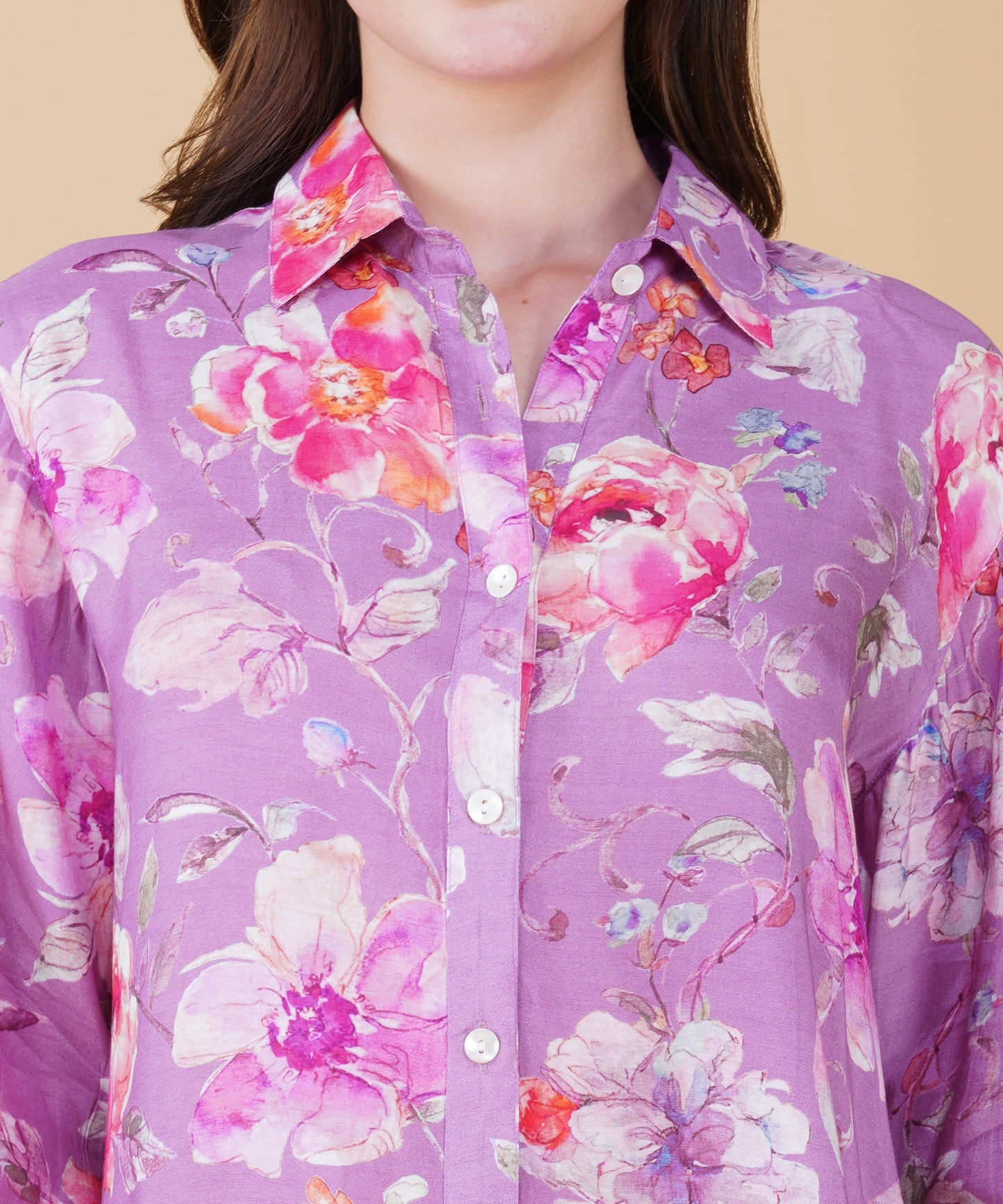 Purple Floral Muslin cord set