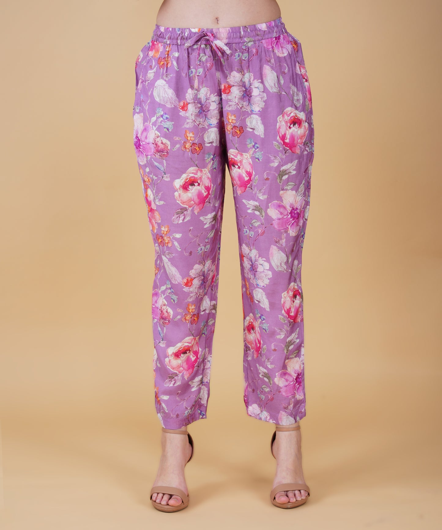 Purple Floral Muslin cord set