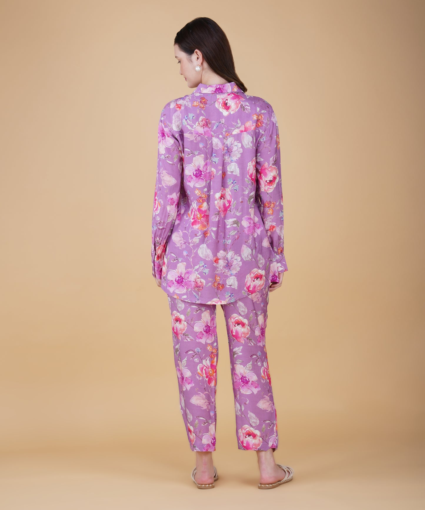 Purple Floral Muslin cord set