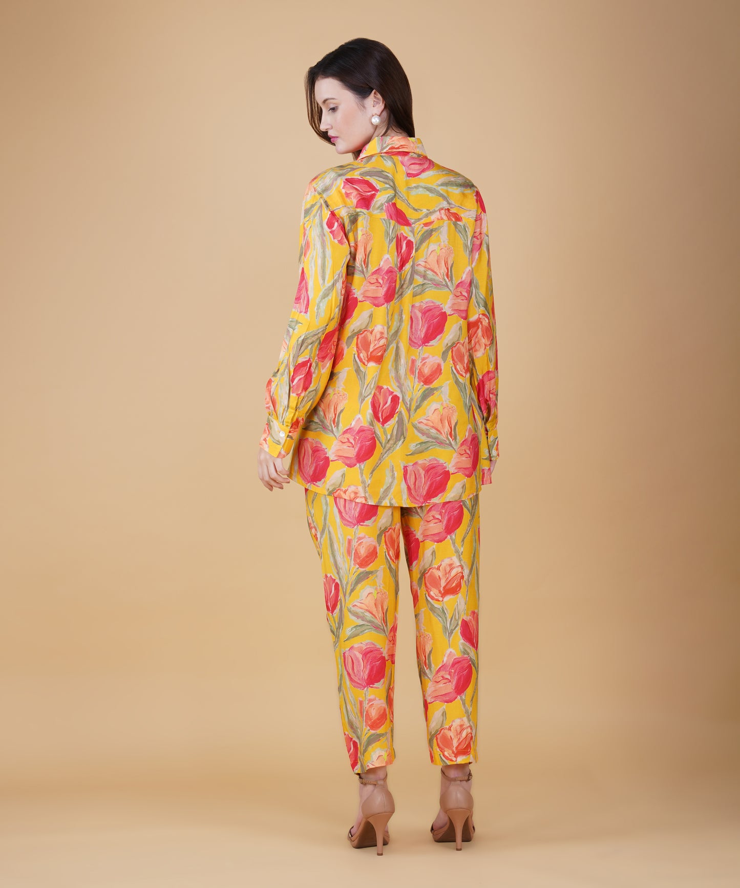 Yellow Floral Muslin cord set