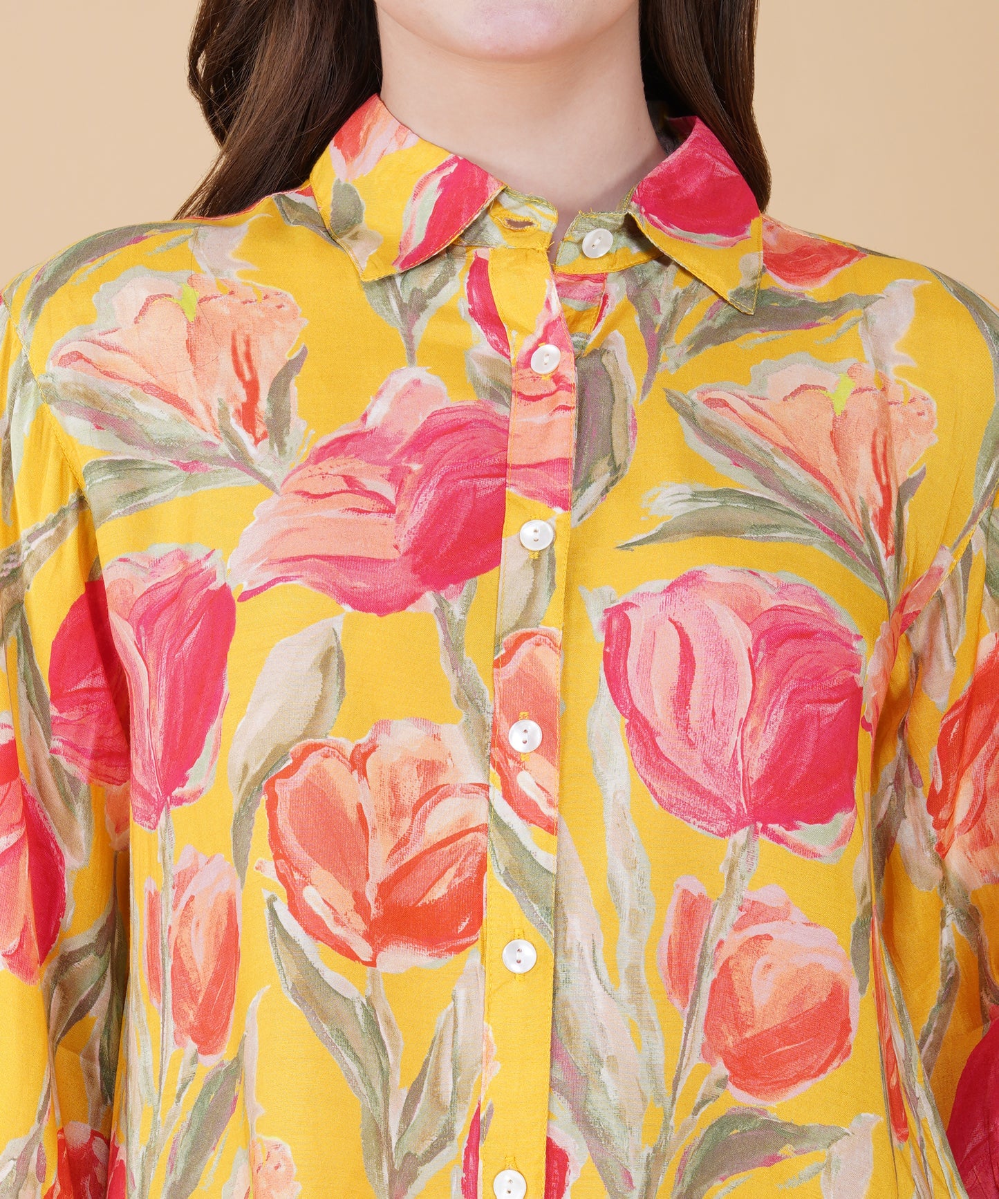 Yellow Floral Muslin cord set