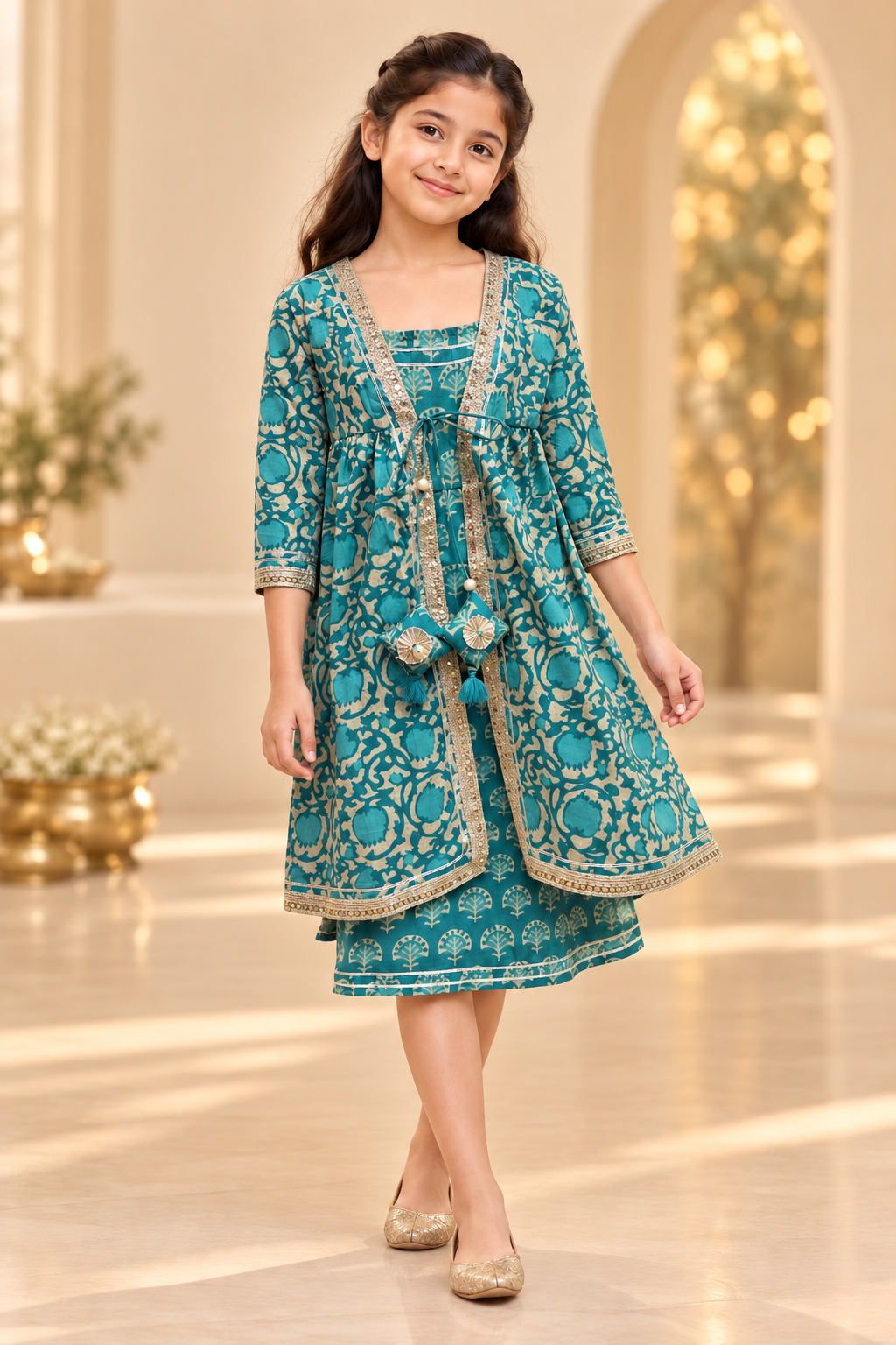Teal Phool Girls Dress