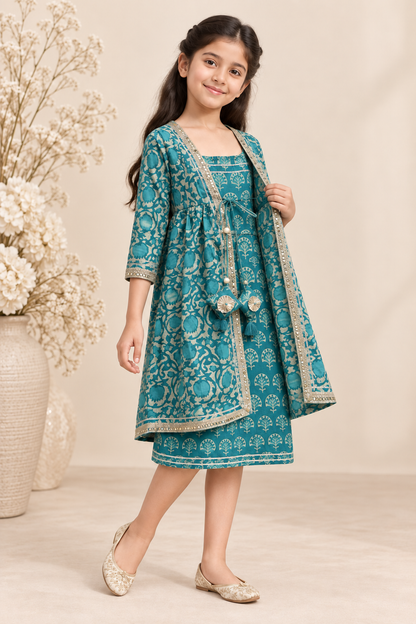 Teal Phool Girls Dress