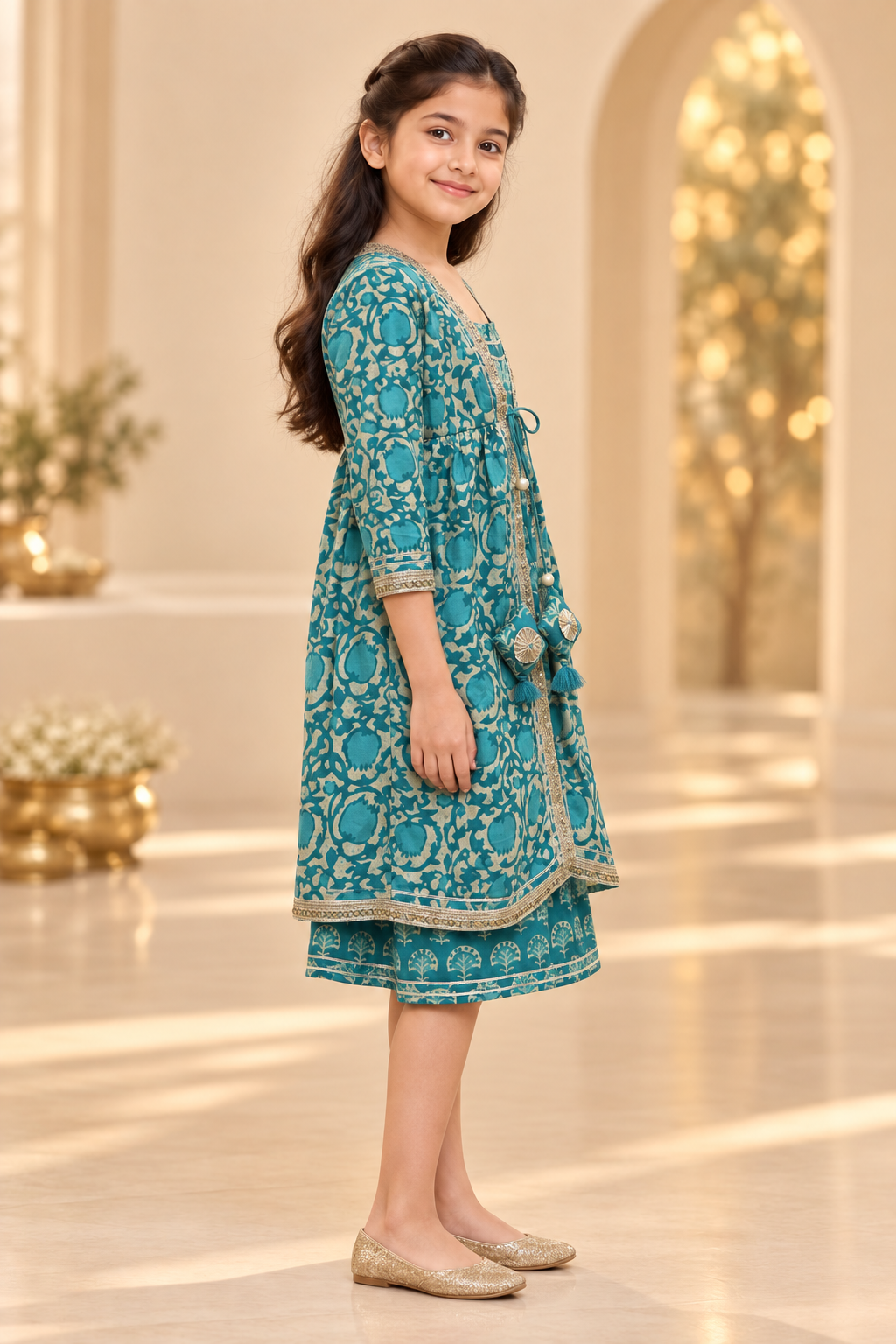 Teal Phool Girls Dress