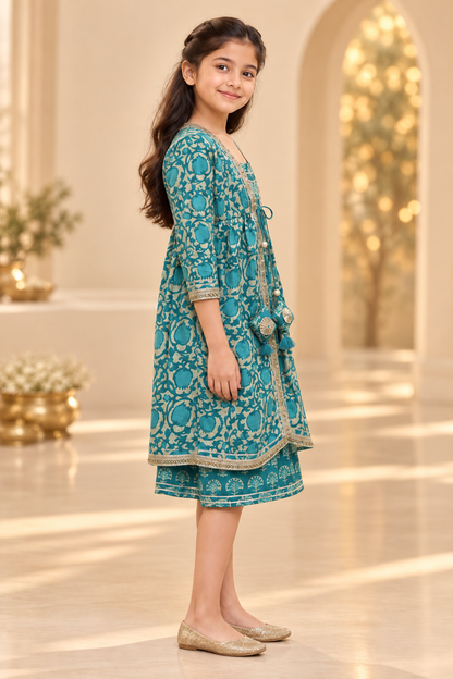 Teal Phool Girls Dress