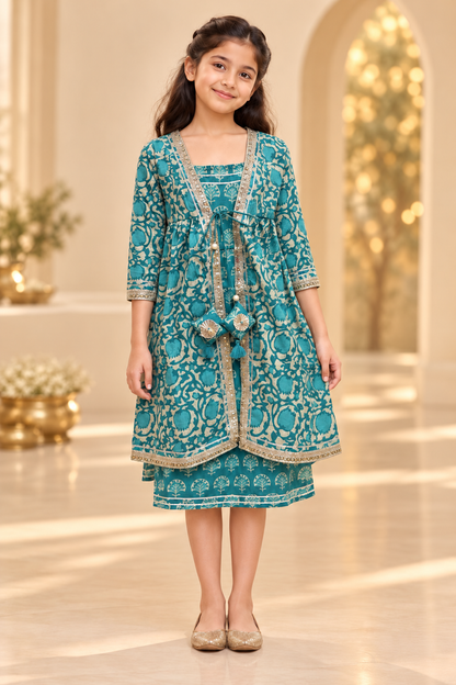 Teal Phool Girls Dress