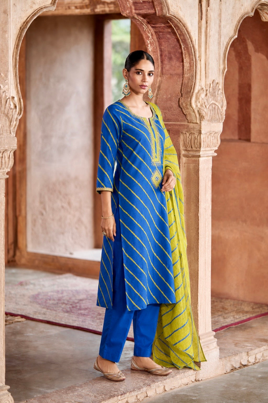Neel Basant Leheriya Handwork Pure Cotton Suit Set