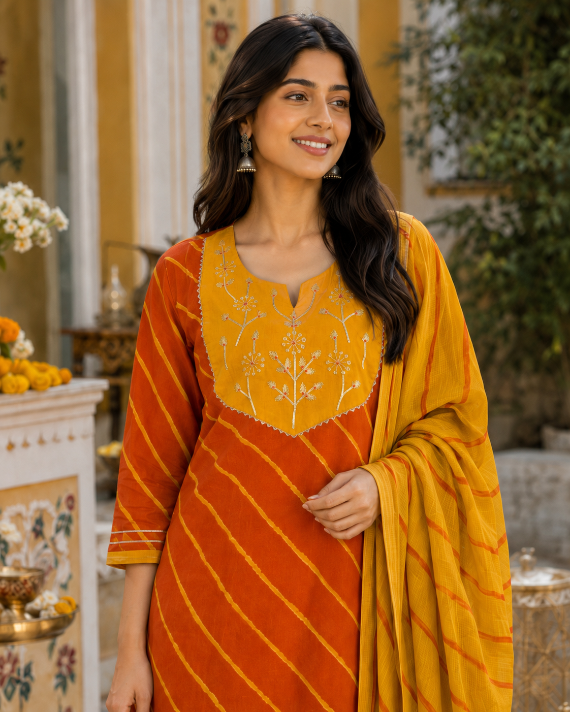 Kesari Utsav Leheriya Cotton Suit Set