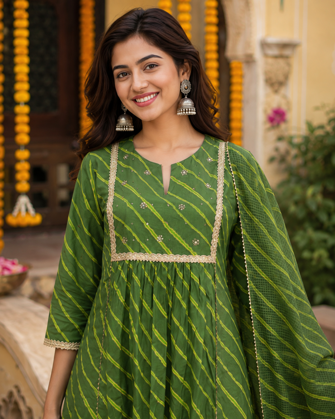 Hariyali Utsav Leheriya Cotton Suit Set