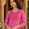 Gulabi Adaa Leheriya Cotton Kurta Pant Set