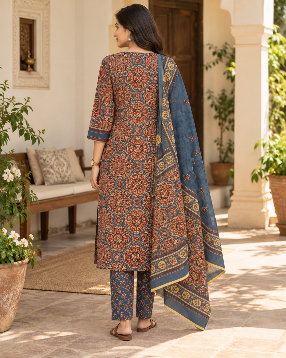 Saanjh Ajrakh Pure Cotton Suit Set