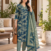 Teal Aranya Pure Cotton Suit Set