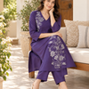 Purple Flora Dori Embroidery Cotton Flex Co-ord Set