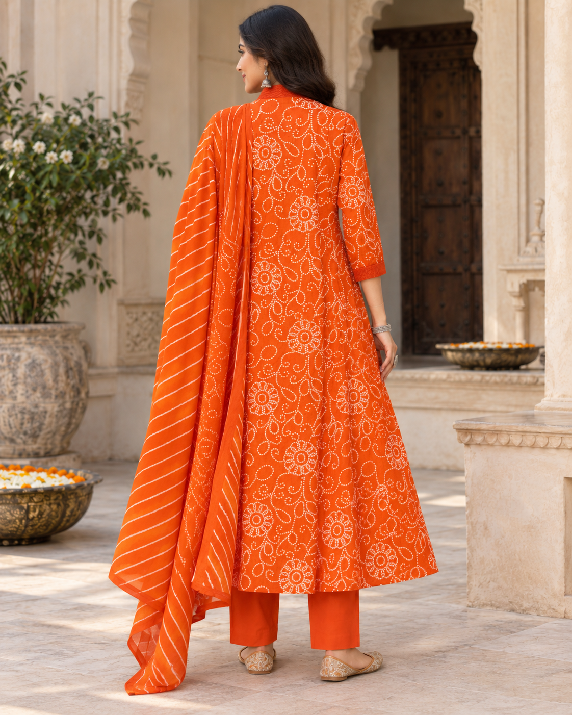 Narangi Bandhej Pure Cotton Suit Set