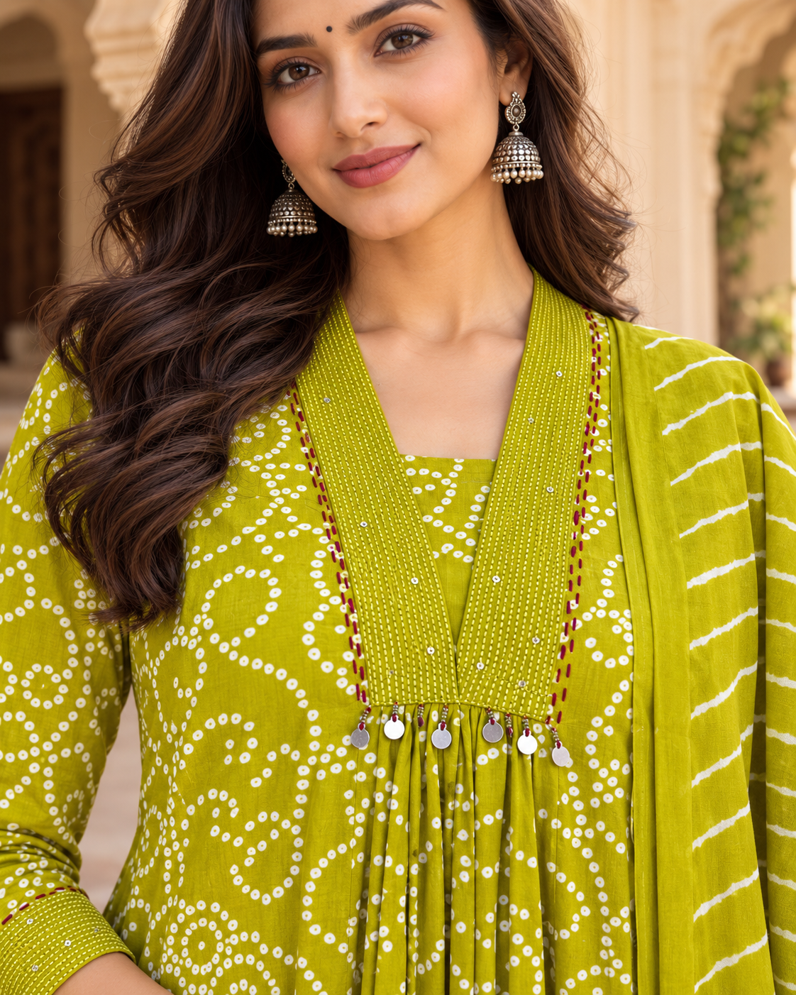Harit Bandhej Pure Cotton Suit Set