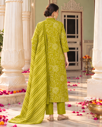 Harit Bandhej Pure Cotton Suit Set
