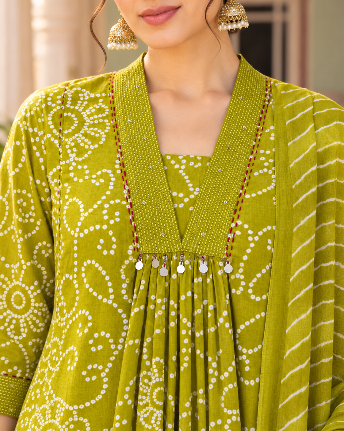 Harit Bandhej Pure Cotton Suit Set