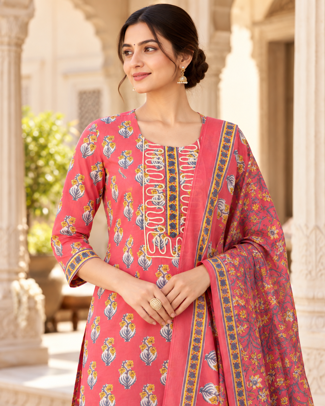 Gulabi Dori Work Pure Cotton Suit Set