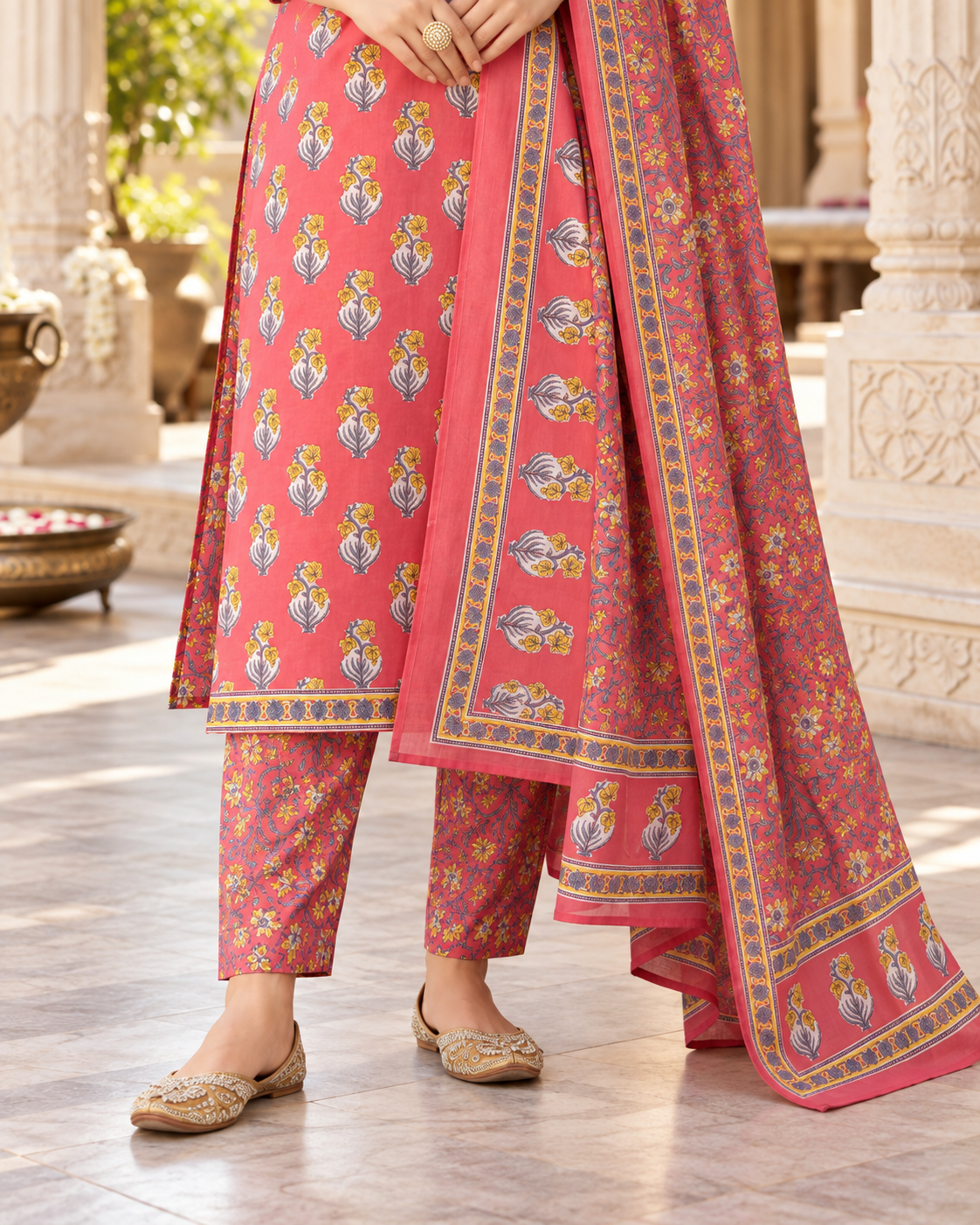Gulabi Dori Work Pure Cotton Suit Set