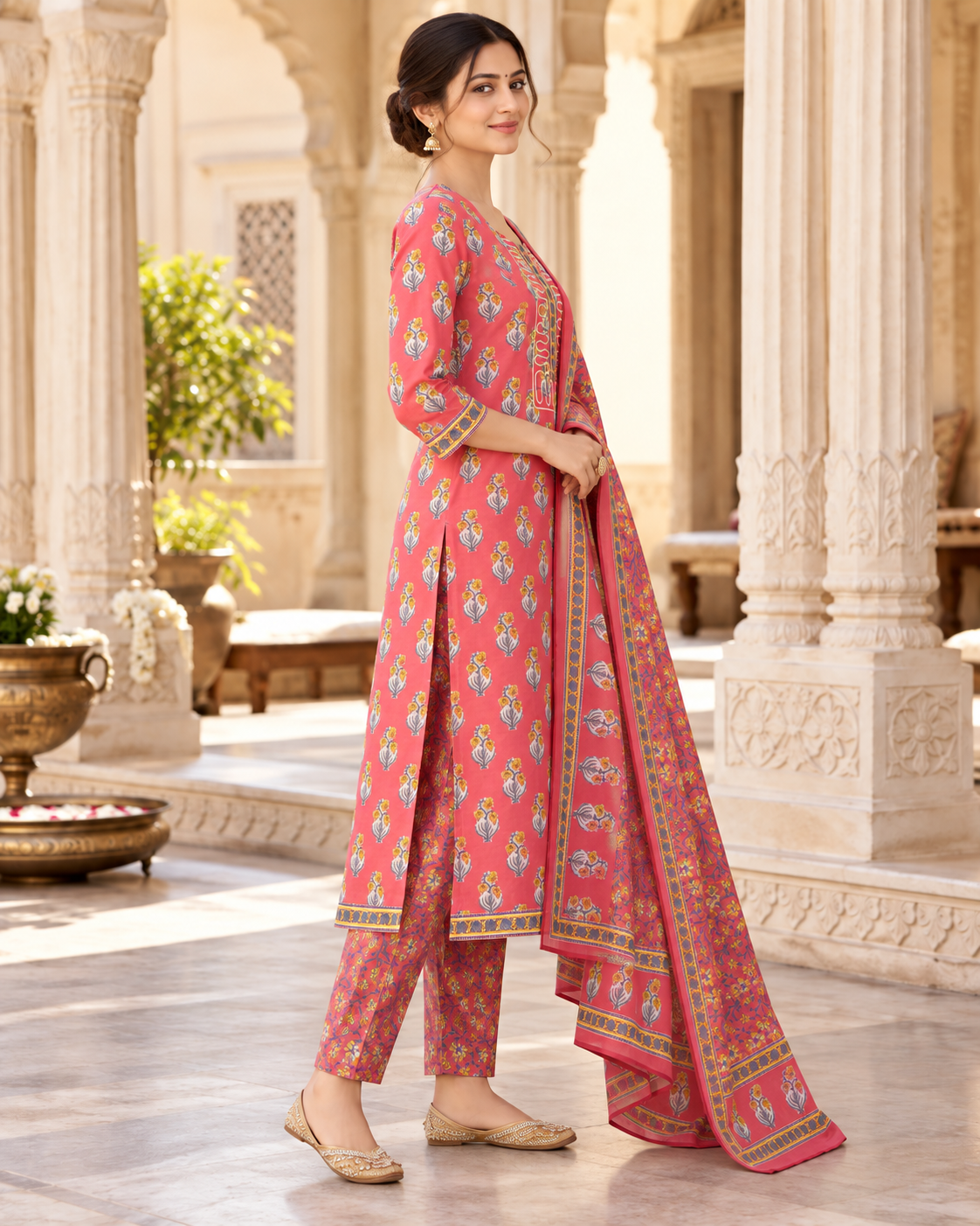 Gulabi Dori Work Pure Cotton Suit Set