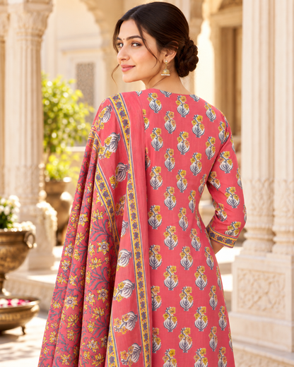 Gulabi Dori Work Pure Cotton Suit Set