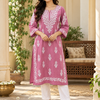 Dusty Rose Embroidered Cotton Kurta