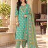 Green Apple Floral Boota Embroidery Yoke Cotton Suit Set