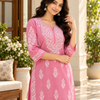 Rose Pink Embroidered Cotton Kurta
