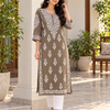 Earth Taupe Embroidered Cotton Kurta