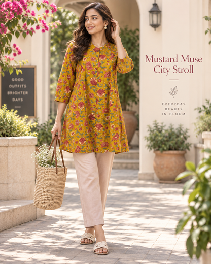 Basant Manjari Pure Cotton Short Kurti