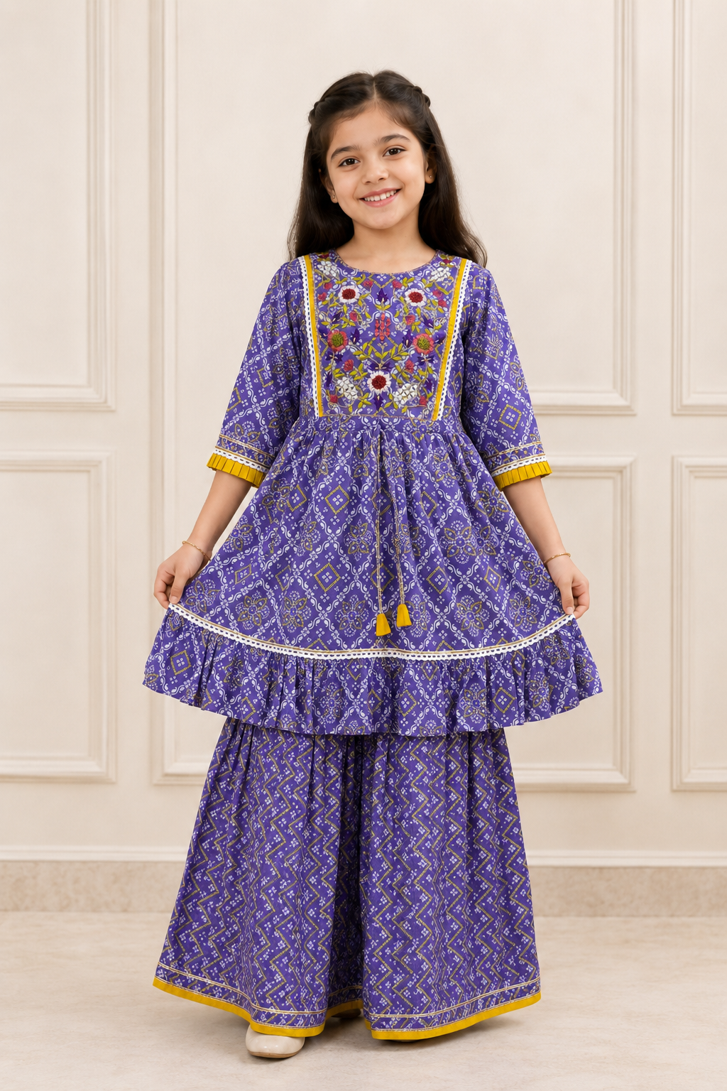 Purple Pari Girls Sharara Set